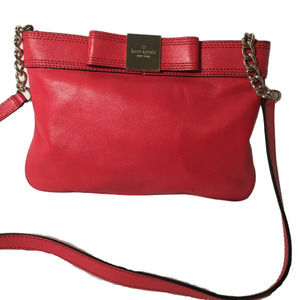 Kate Spade Primrose Hill Arica Crossbody Bag Red Leather Zippered with Bow